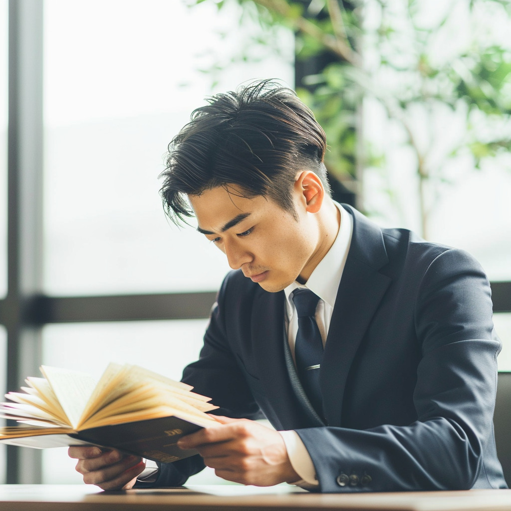 読書するビジネスマン